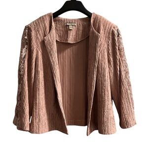 Maya Brooke Jacket Womens 16 Pink Mauve Pleated Lace Sequin‎ Sleeves Event Party